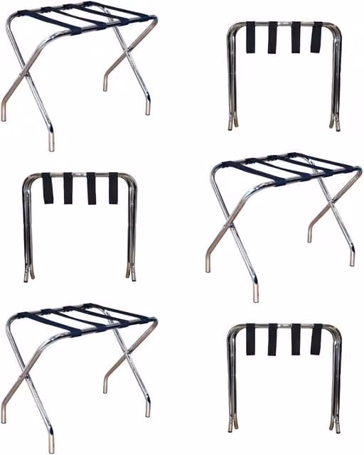 Harbour Housewares Folding Portable Metal Luggage Rack Suitcase Stand, Silver, Pack of 6