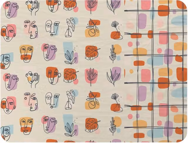 Benjamin Tate Design Leaves and Flowers Abstract Shapes Fleece Blanket in Orange, Beige and Multicolour, W/H: 120 x 150 cm – 2