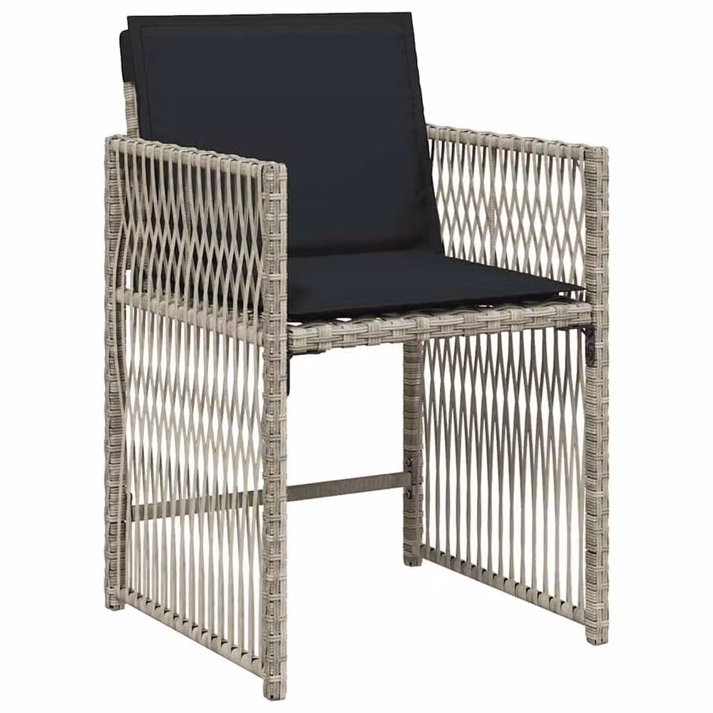 Berkfield Home 13 Piece Light Grey Poly Rattan Garden Dining Set with Cushions and Glass Tabletop – 3