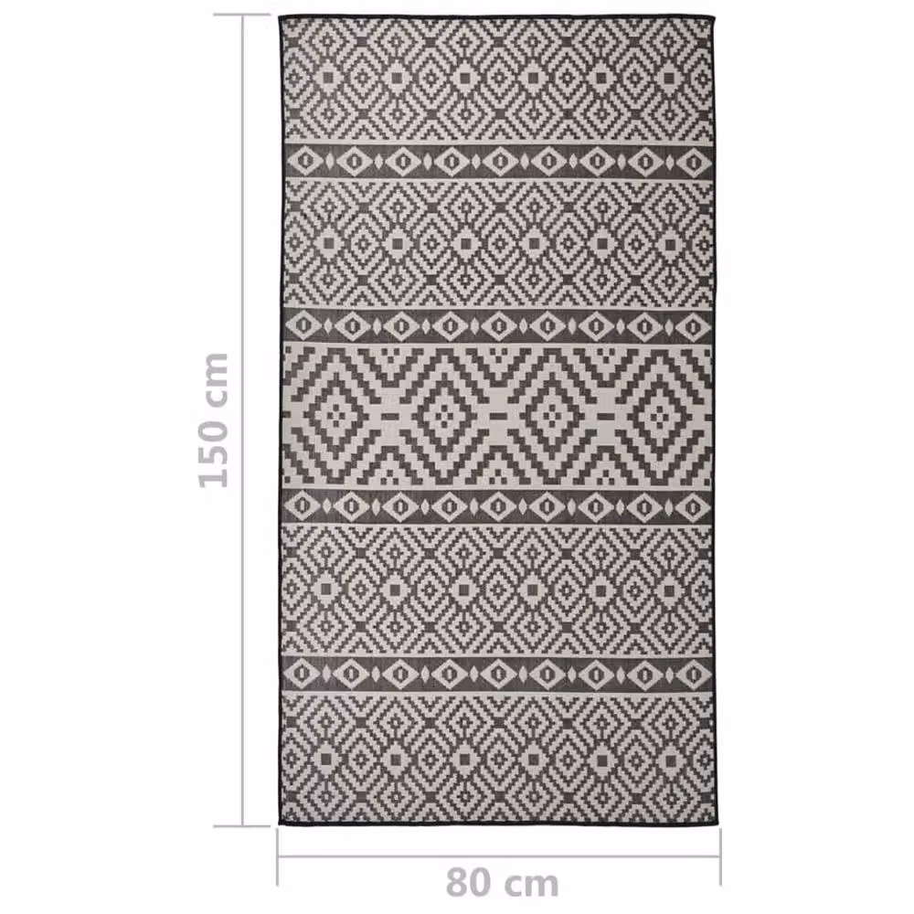 Berkfield Home Outdoor Flatweave Rug, Black Stripes, W/D/H: 80 x 150 cm – 6