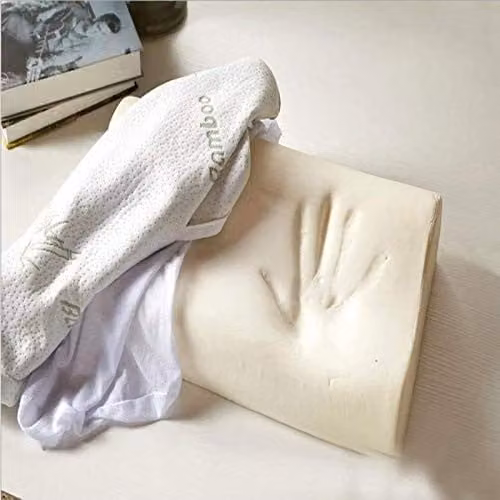 MantraRaj White Memory Foam Orthopaedic Cervical Contour Pillow with Bamboo Cover, W: 50 cm x D: 30 cm – 3