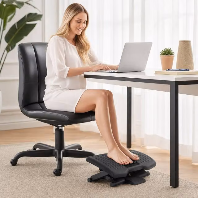 STILVORA Adjustable Desk Footrest with Massage Surface in Black – 1