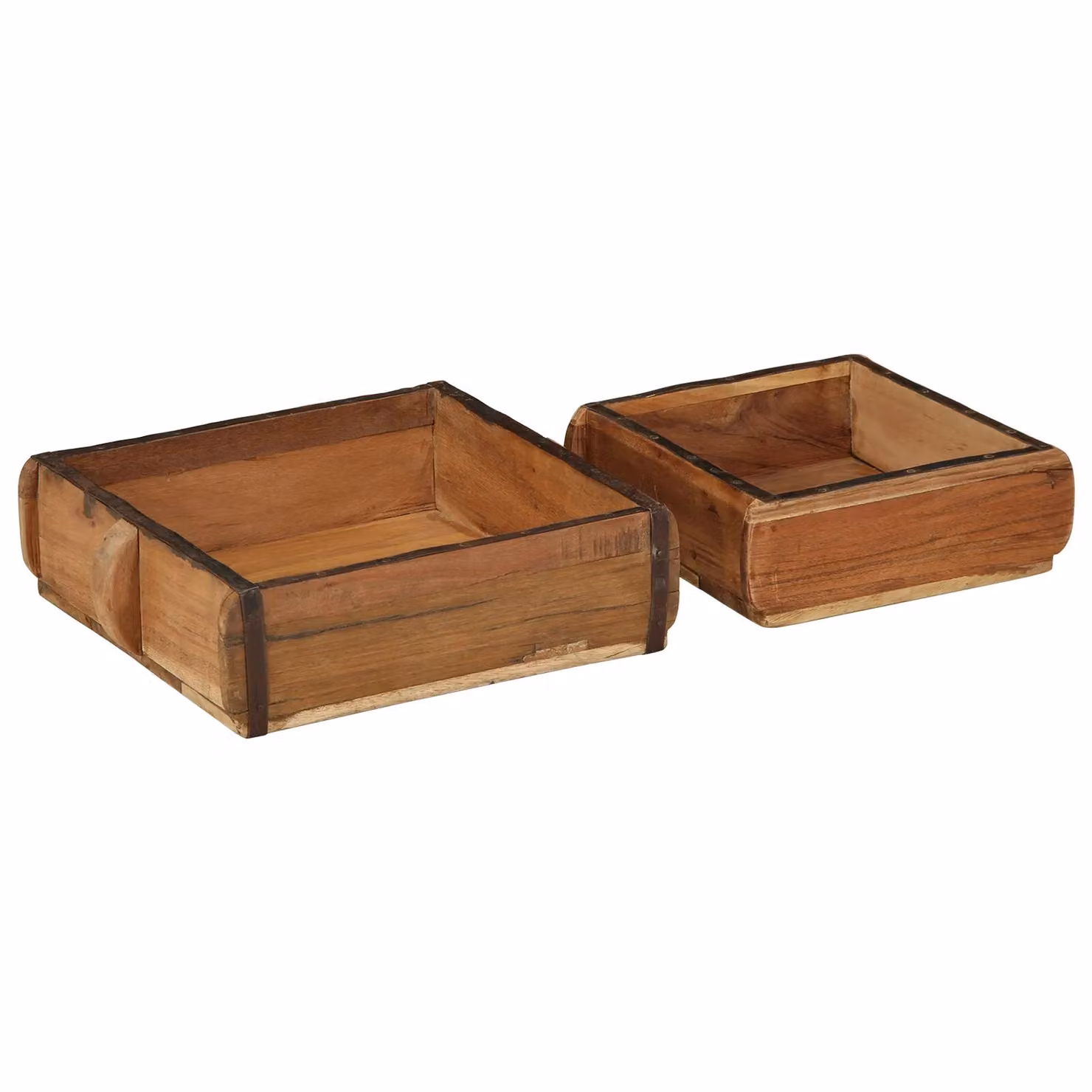 Berkfield Home 2 Piece Reclaimed Solid Wood Tray Set in Brown – 2