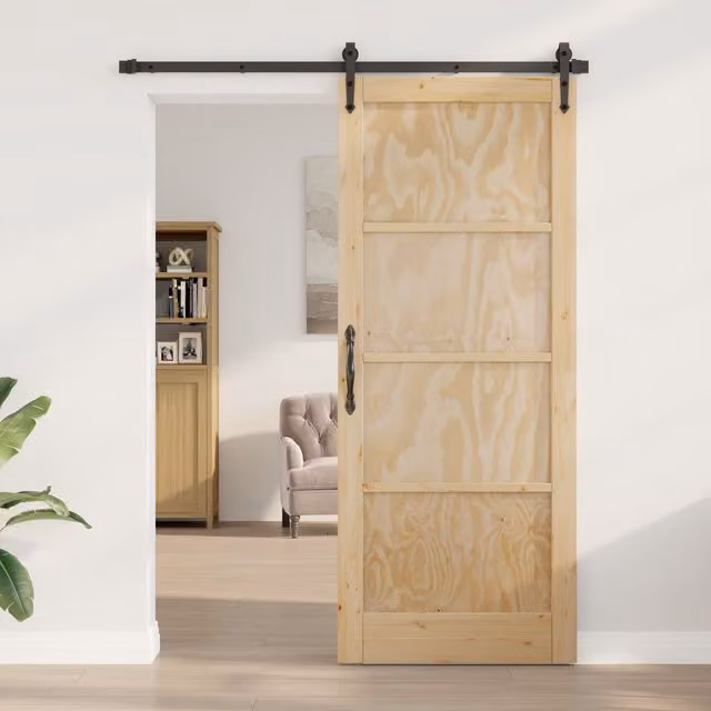 Berkfield Orkdal Rustic Sliding Interior Door in Beige Solid Wood Pine, W/D/H: 86 x 4 x 211 cm – 1