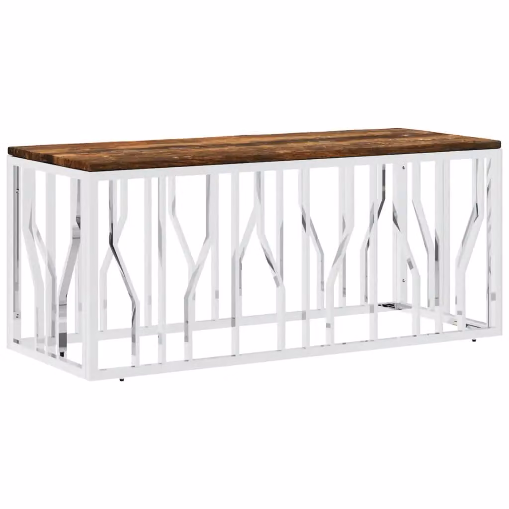 Berkfield Home Industrial Coffee Table in Silver Stainless Steel and Reclaimed Solid Wood – 1