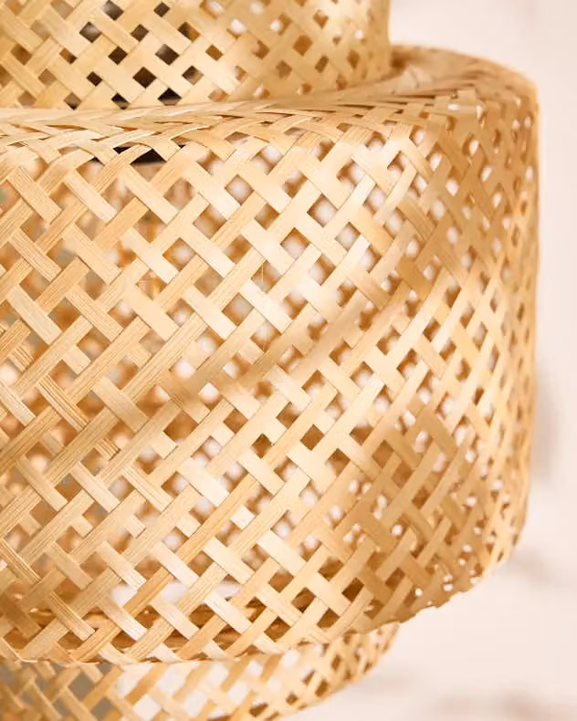 Dibor Traditional Bamboo Easy Fit Round Ceiling Shade in Beige, H 30 cm x D 30 cm – 2