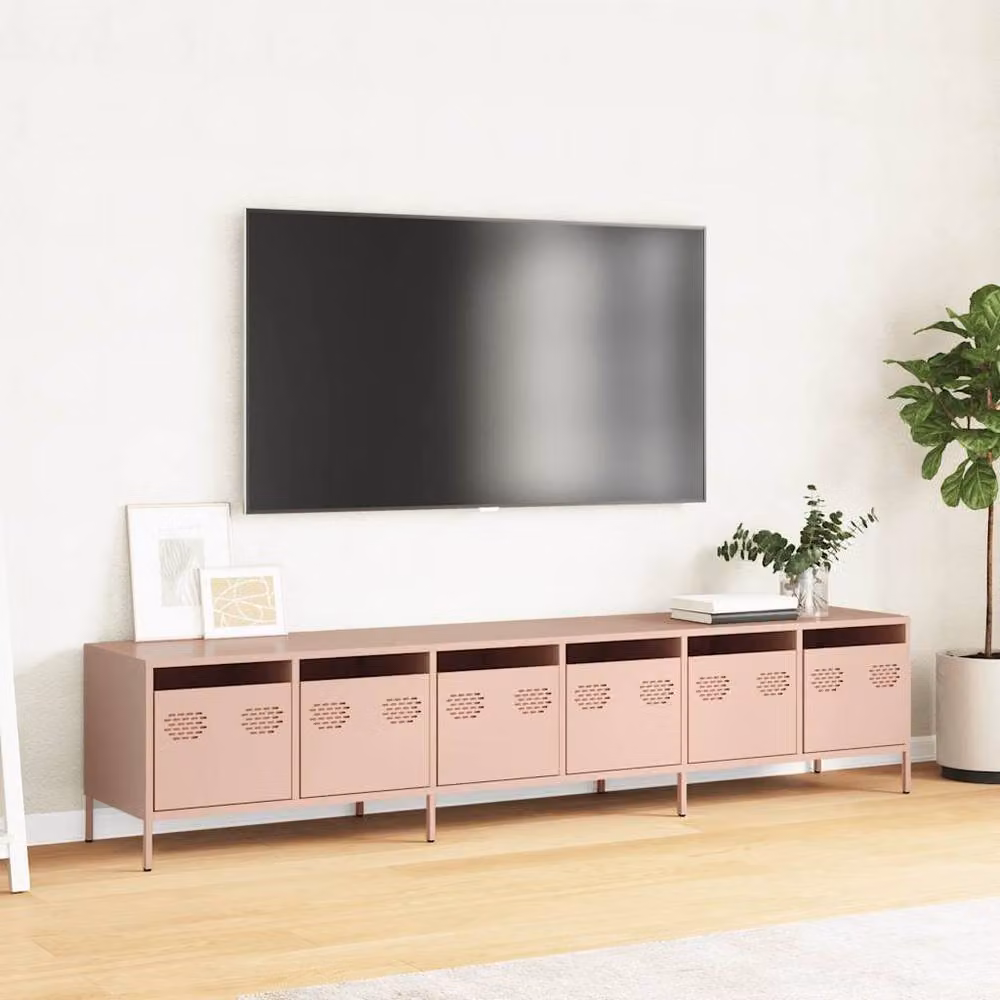 Berkfield Home Modern Pink Metal TV Cabinet W: 202 cm, D: 39 cm, H: 43.5 cm – 3
