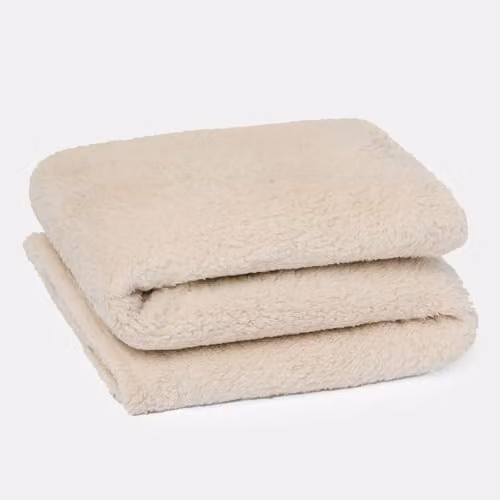 Brentfords Natural Teddy Fleece Throw Blanket, Beige, W/D/H: 150 x 200 cm – 2