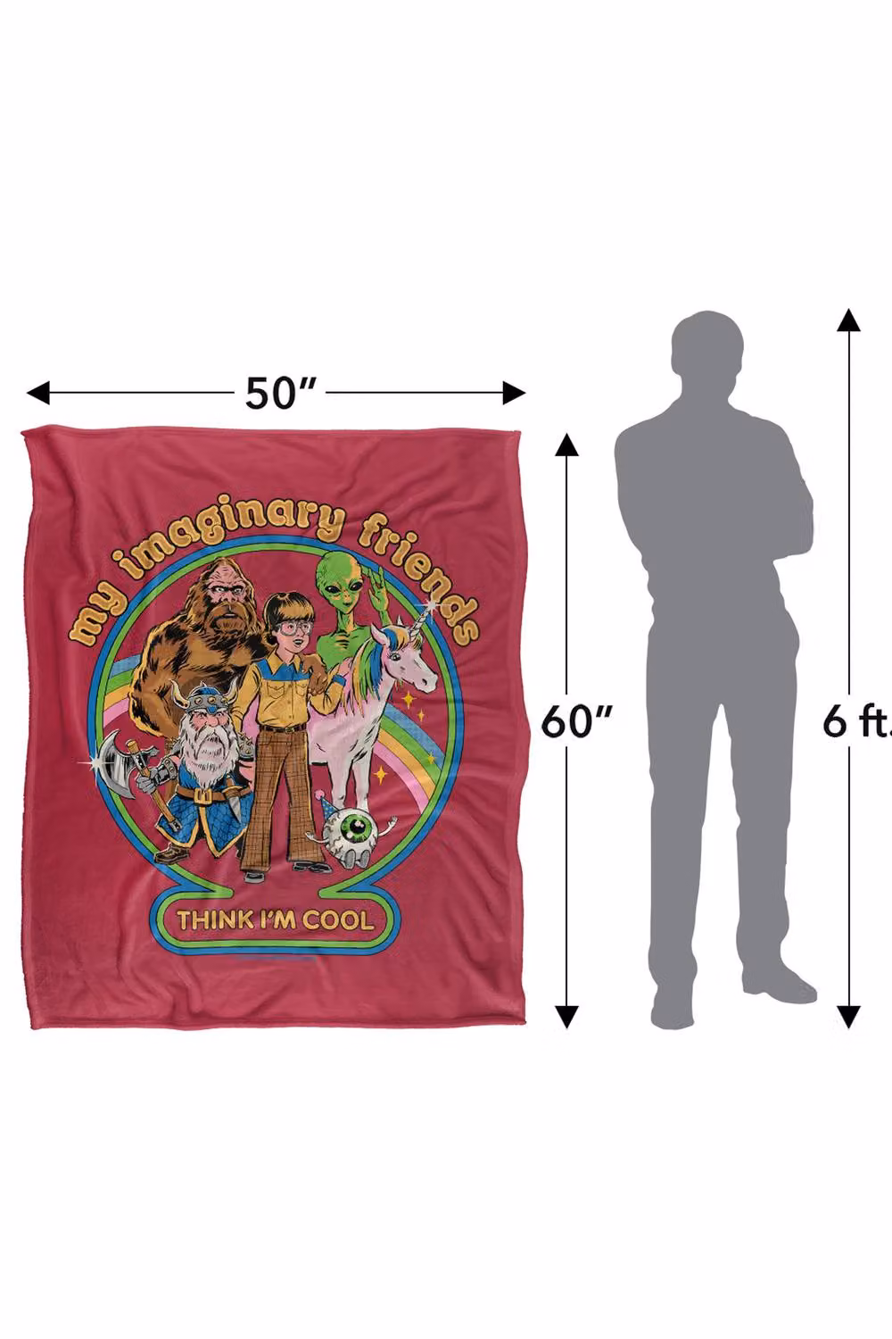 Steven Rhodes My Imaginary Friends Multicolour Super Soft Fleece Throw Blanket W/D/H: 91 x 147 cm – 3