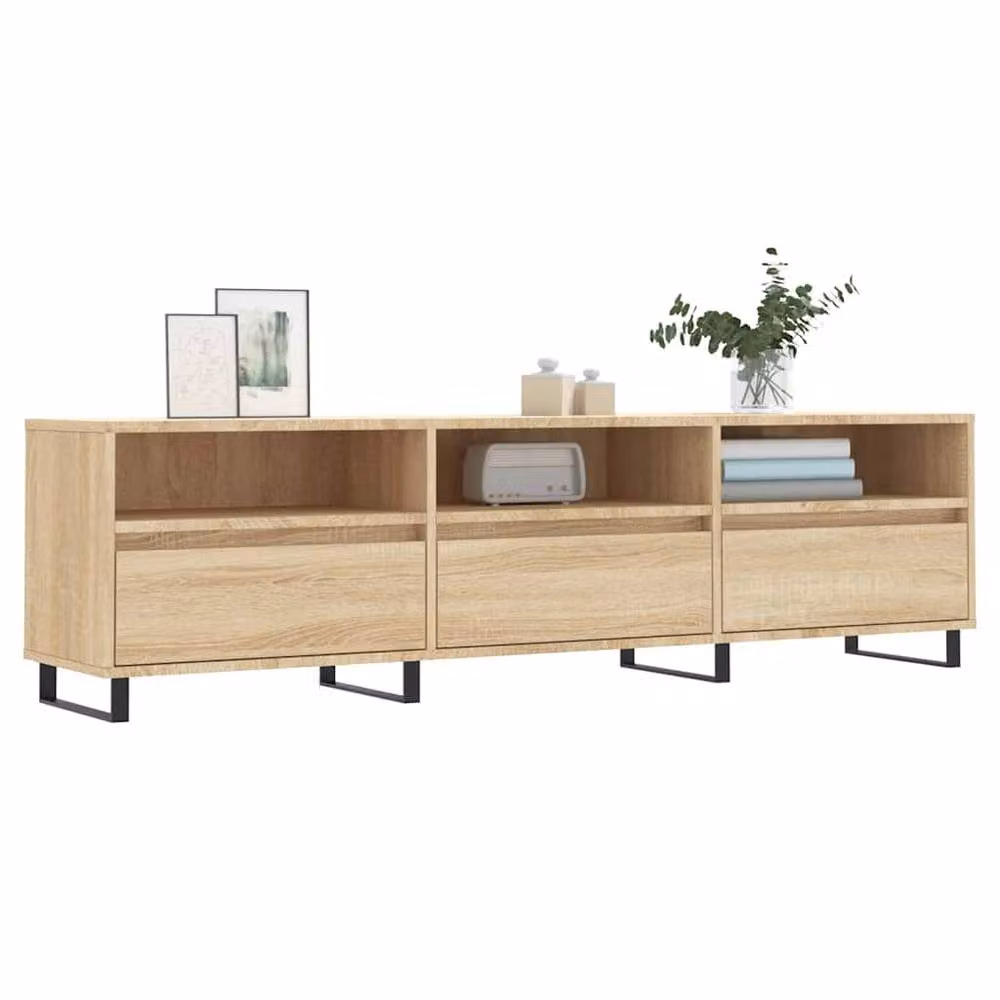 Berkfield Home Modern TV Cabinet in Sonoma Oak, Beige, W/D/H: 150 x 30 x 44.5 cm – 3