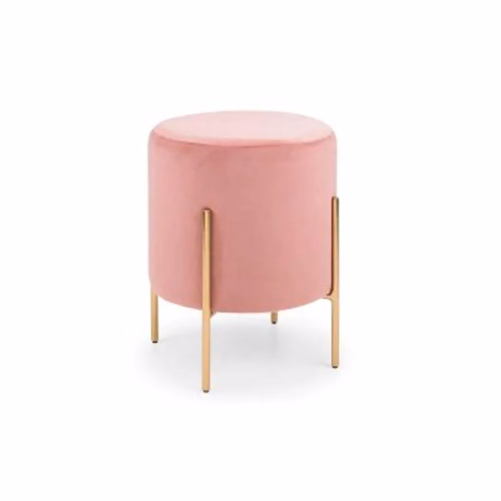 Ashfield Dusky Pink Velvet Stool with Gold Metal Frame – 2