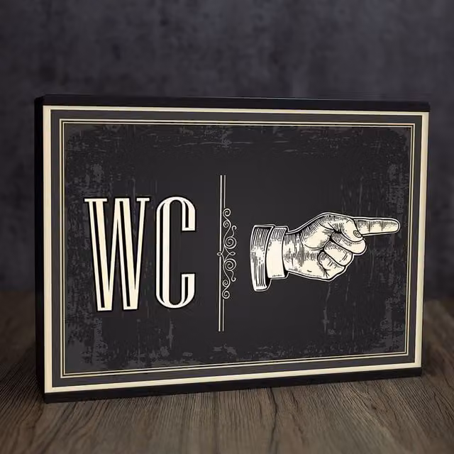 Echo Three Retro LED Bathroom Light Box Sign, Black, A4 Size