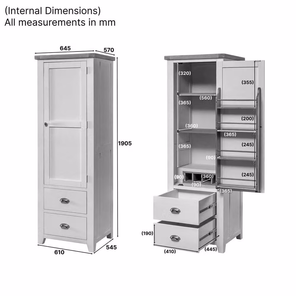 FORGEVIO Cheshire Cream Painted Larder Pantry Cupboard in Beige Wood – 2