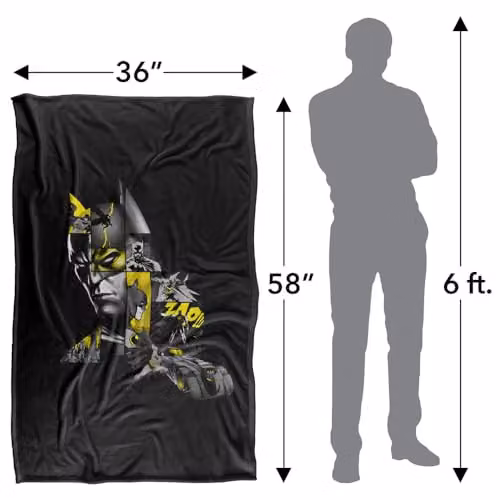LOGOVISION Batman Panel Portrait and Batmobile Super Soft Fleece Throw Blanket, Multicolour, W: 91 cm, D: 147 cm – 4