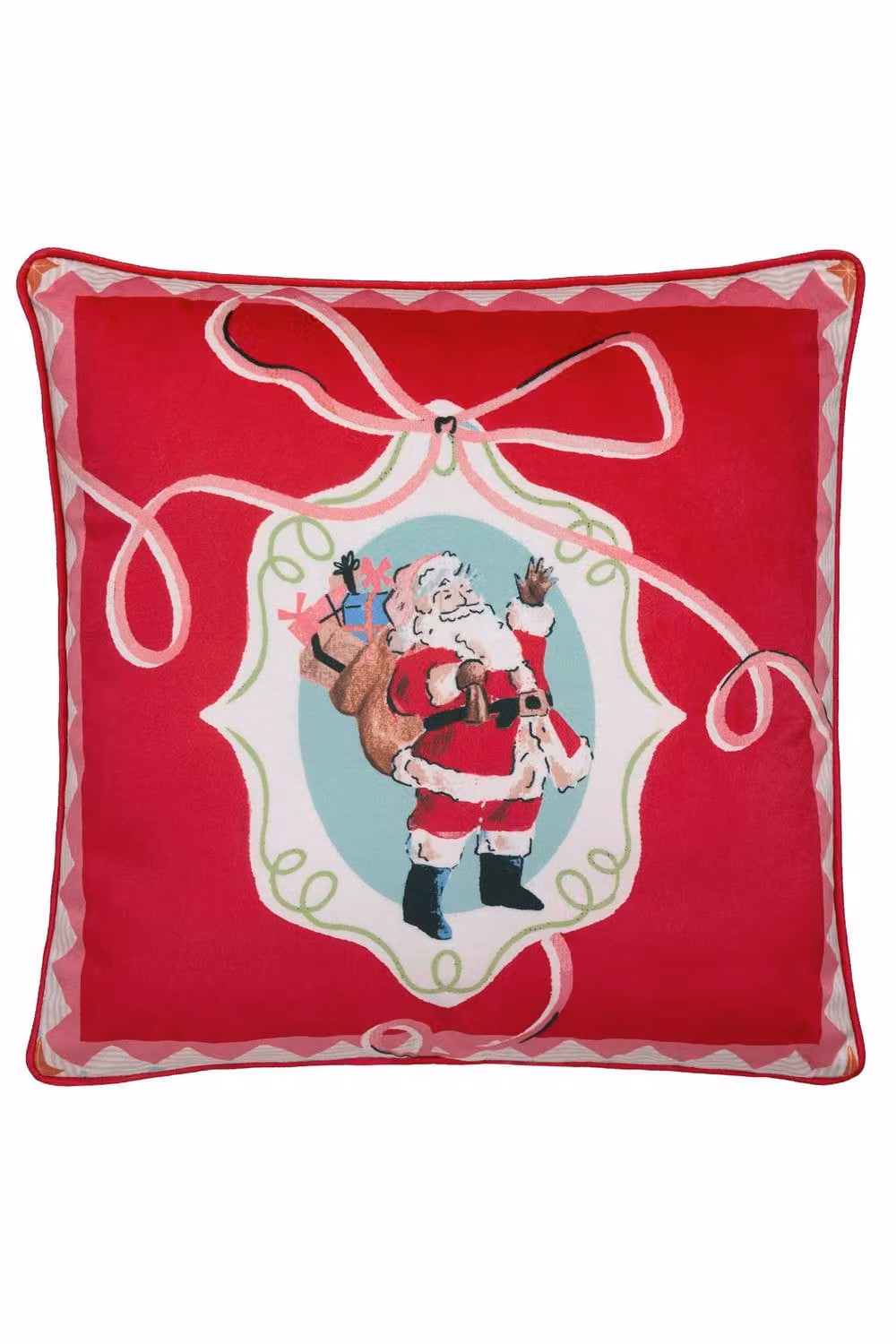 Fusion Christmas Vintage Frames Red Velvet Square Cushion, W/D/H: 43 x 43 x 43 cm – 2