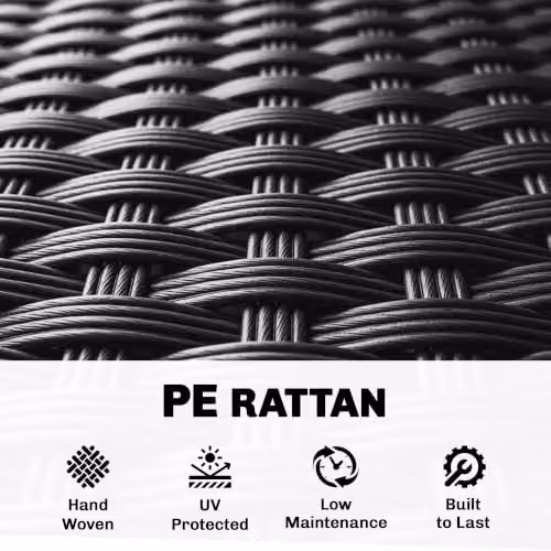 Outsunny 4 Seater Grey Rattan Garden Furniture Set with Metal Frame and Glass Table – 4
