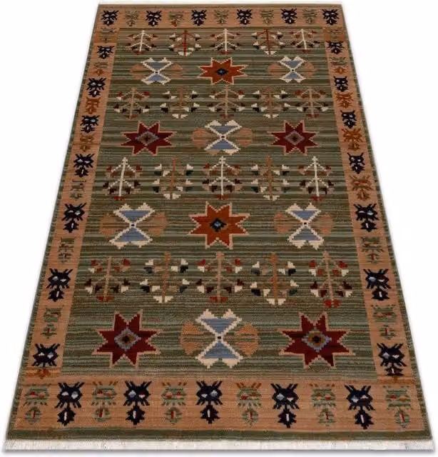 RugsX Green Wool Keshan Oriental Rectangular Rug W: 80 cm, L: 145 cm – 1