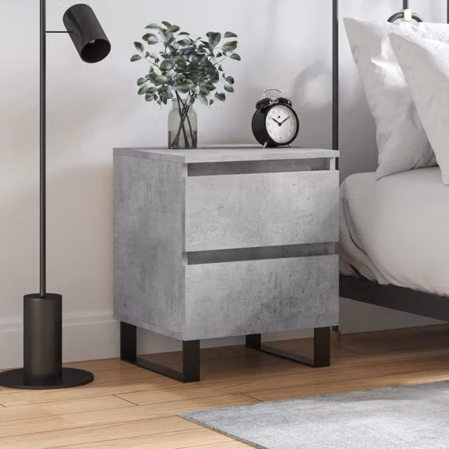 Berkfield Home Bedside Cabinet in Concrete Grey, W/D/H: 40 x 35 x 50 cm