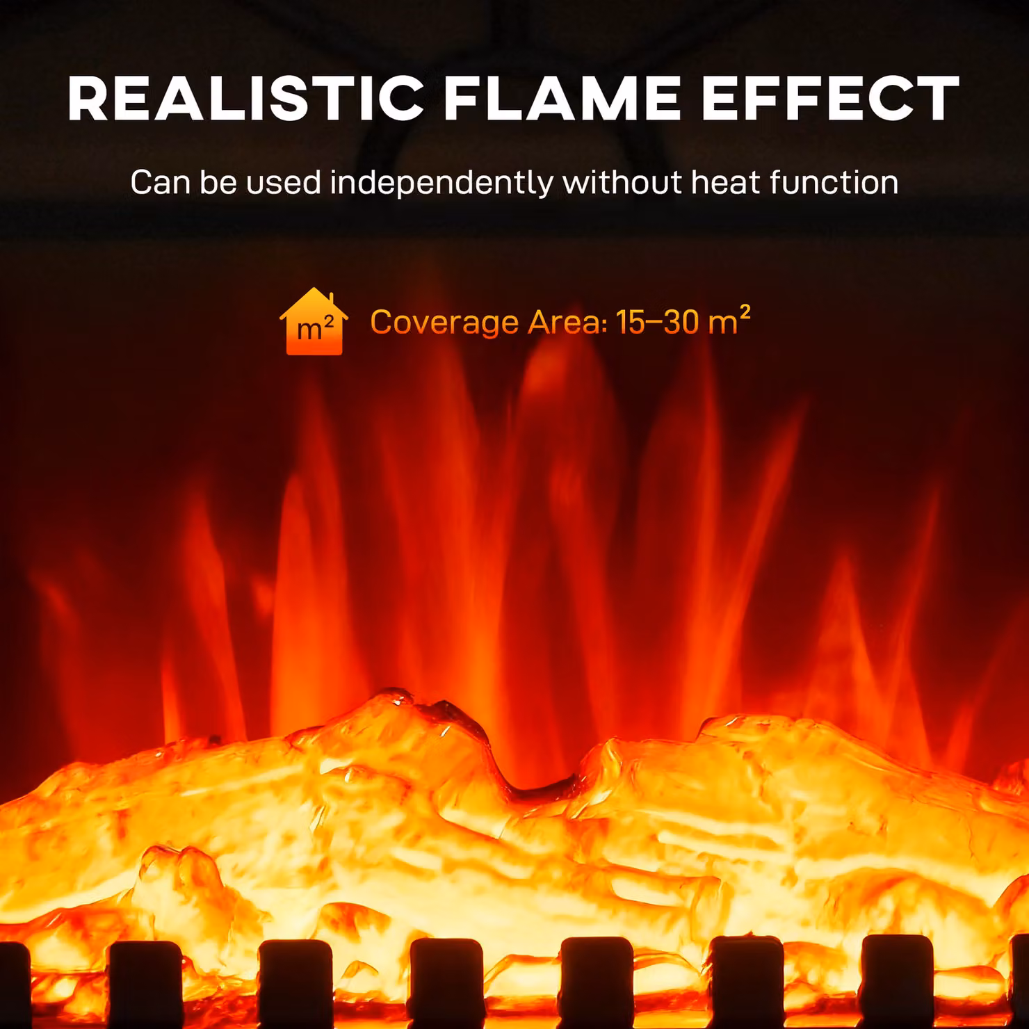 HOMCOM Electric Fireplace Stove Heater with 3D Flame Effect, 2000W, Black – 4