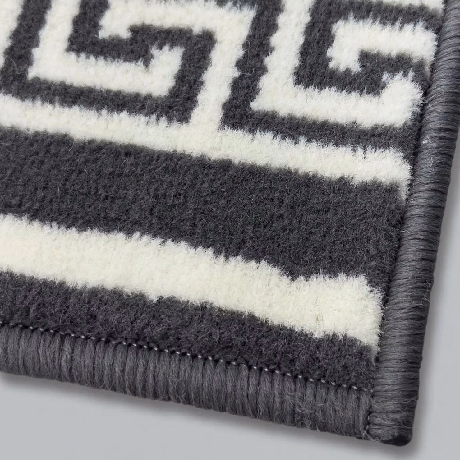 runrug Key Hallway Runner Rug in Grey, Machine Woven Polypropylene, W: 70 cm, L: 180 cm, Thickness: 9 mm – 8