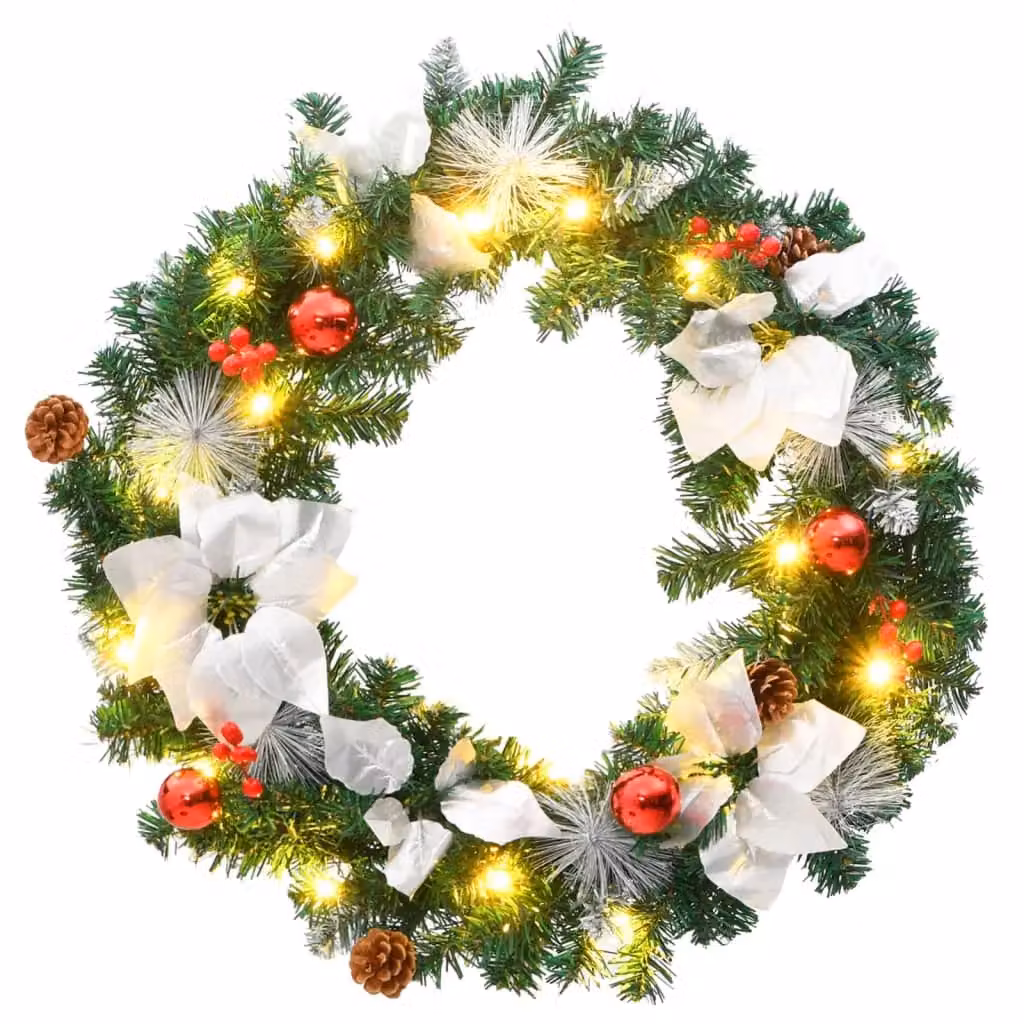 Berkfield Home Christmas Wreath with Multicolour LED Lights, Green, Diameter: 60 cm – 2