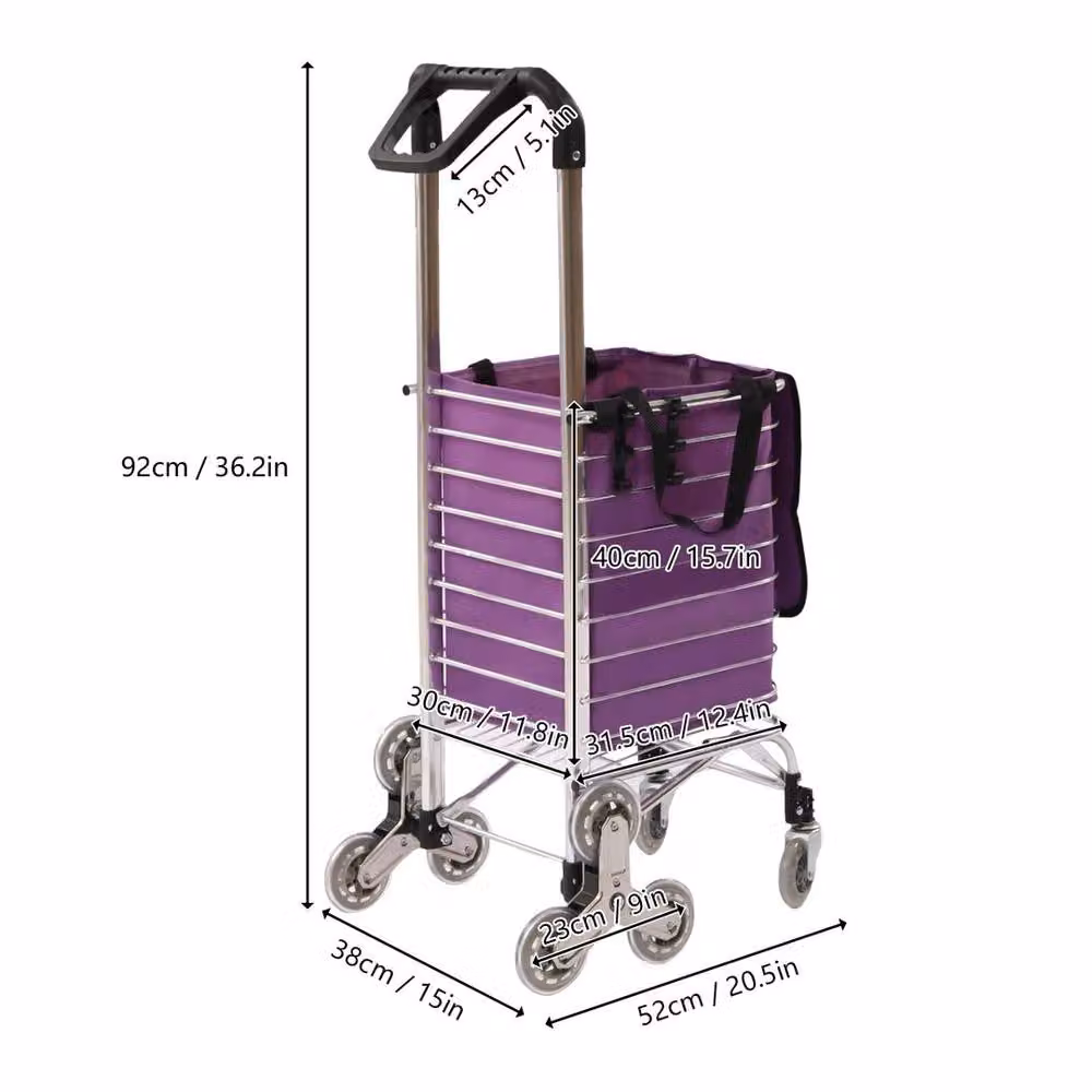 Kelvenix Folding Shopping Trolley Cart in Purple – 2