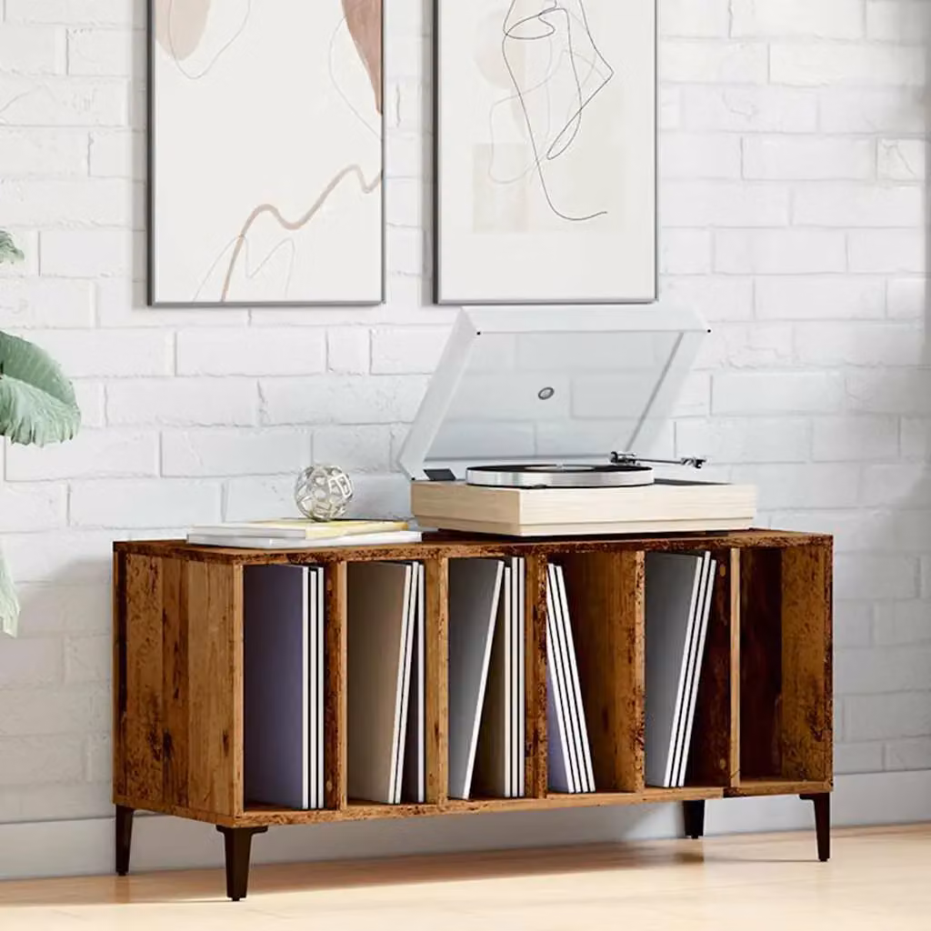 Berkfield Home Old Wood Record Cabinet in Brown, W/D/H: 100 x 38 x 48 cm – 3