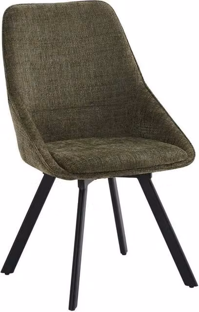 KORVIXA Pack of 2 Modern Dining Chairs with Green Fabric Padded Seats and Metal Legs