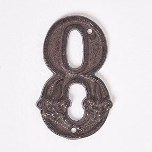 Homescapes Cast Iron Decorative Number 8 House Number in Antique Brown Finish, H 11.8 x W 8 cm – 1