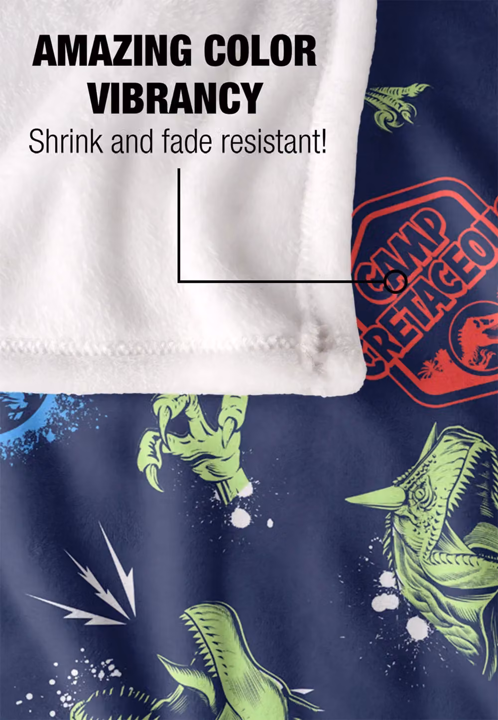 Universal Jurassic Park Graffiti Silky Touch Super Soft Throw Blanket in White, W: 152 cm, D: 127 cm – 4