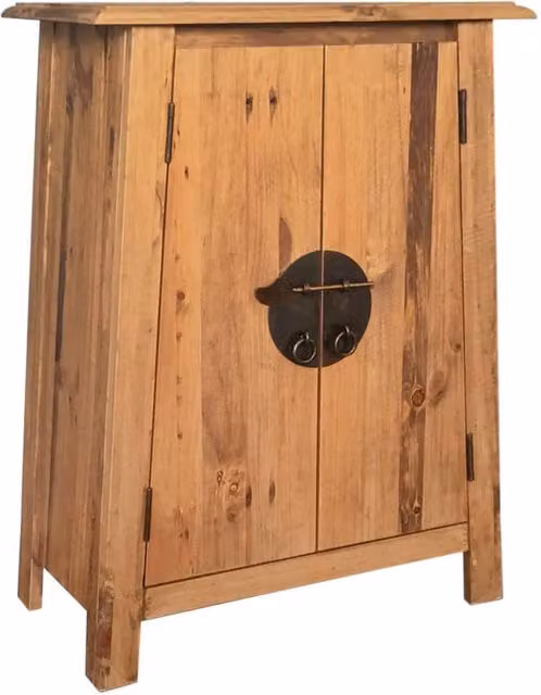 Berkfield Home Solid Pinewood Bathroom Side Cabinet in Brown, W/D/H: 59 x 32 x 80 cm