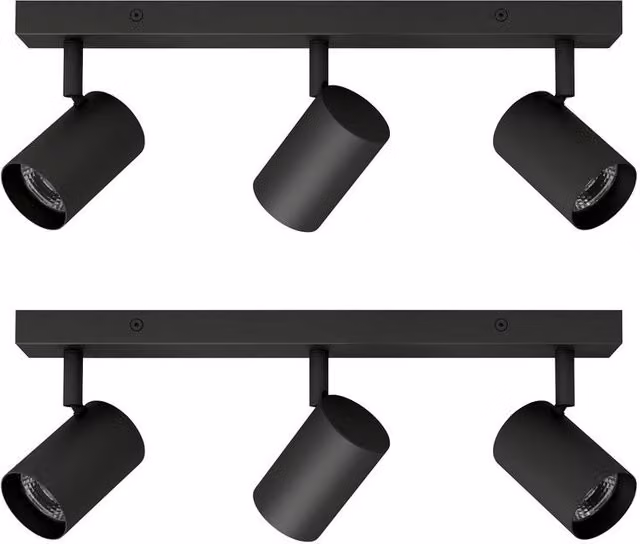 First Choice Lighting Eden Set of 2 Black Metal 3 Light Adjustable Dimmable Spotlight Bars for Bathroom, Kitchen or Hallway – 1