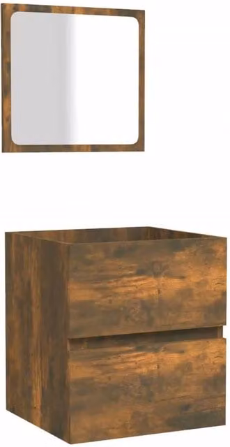 Berkfield Home Modern Wall Mounted Bathroom Cabinet with Mirror in Smoked Oak Brown – 1