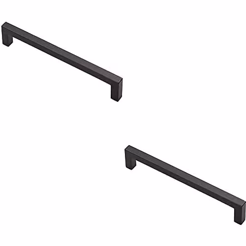 Loops 2 Pack Square Block Pull Handles in Matt Black, 170 x 10 mm with 160 mm Fixing Centres