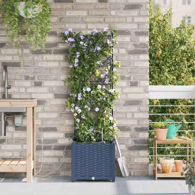 Berkfield Home Grey Plastic Garden Planter with Water Irrigation System – 1