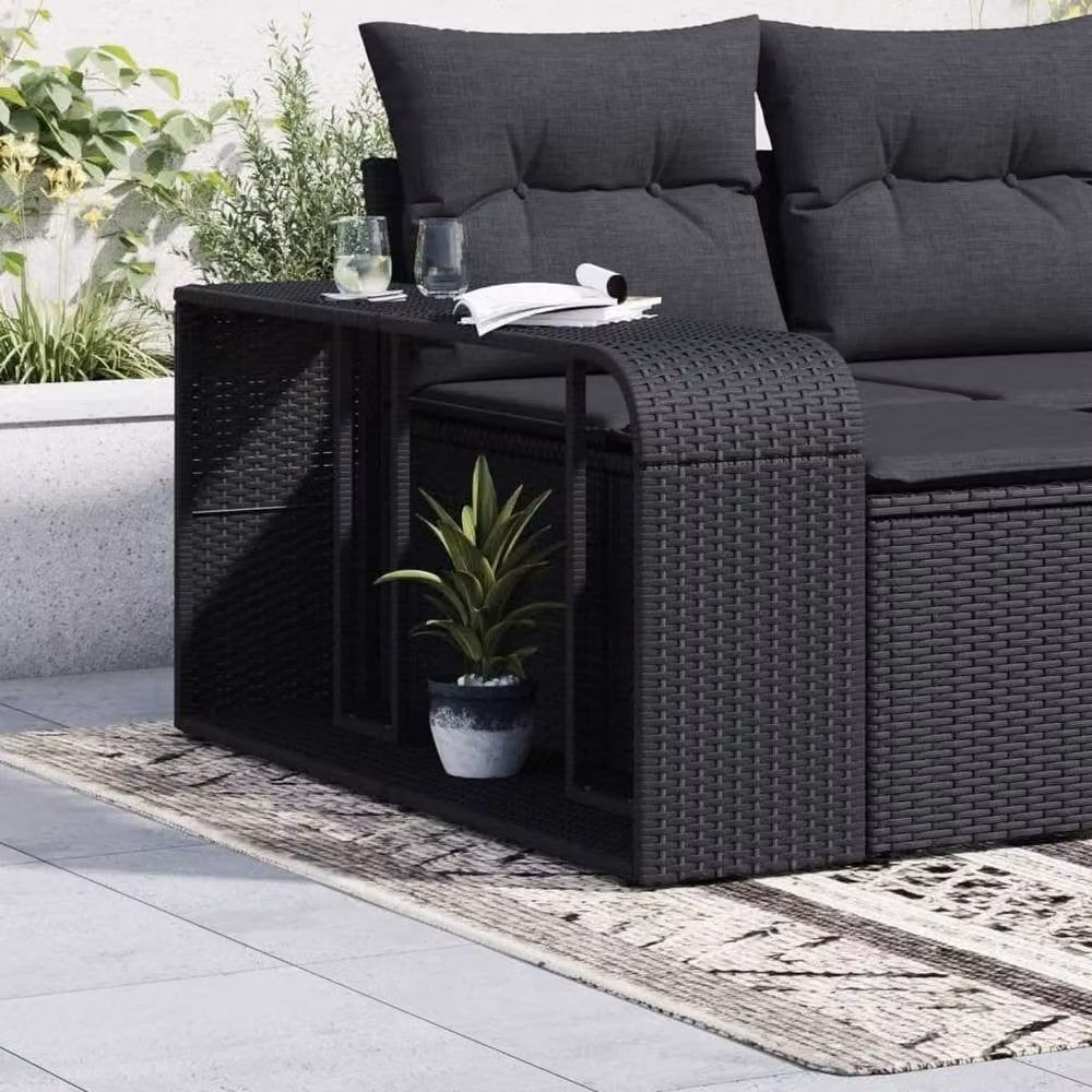 Kelvenix Black Poly Rattan Wall Mounted Garden Storage Shelves, 2 Pack – 3