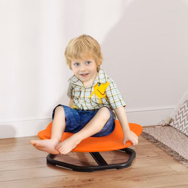 AIYAPLAY Planet-Shaped Sensory Spinning Chair for Kids in Orange