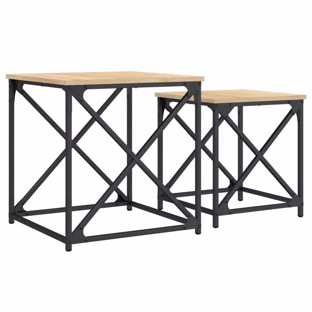 Berkfield Home Nesting Coffee Tables, 2 Piece Set in Sonoma Oak Brown Engineered Wood – 2