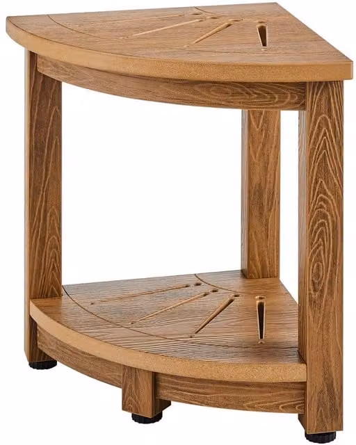 VEVOR Water Resistant Shower Bench with Non-Slip Drainage Seat in Light Brown – 1