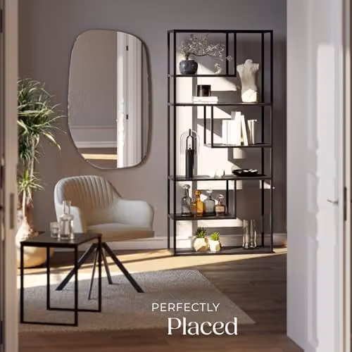 tectake Modern Shelving Unit with 7 Adjustable Shelves in Black, H 188 x W 85 x D 35 cm – 6