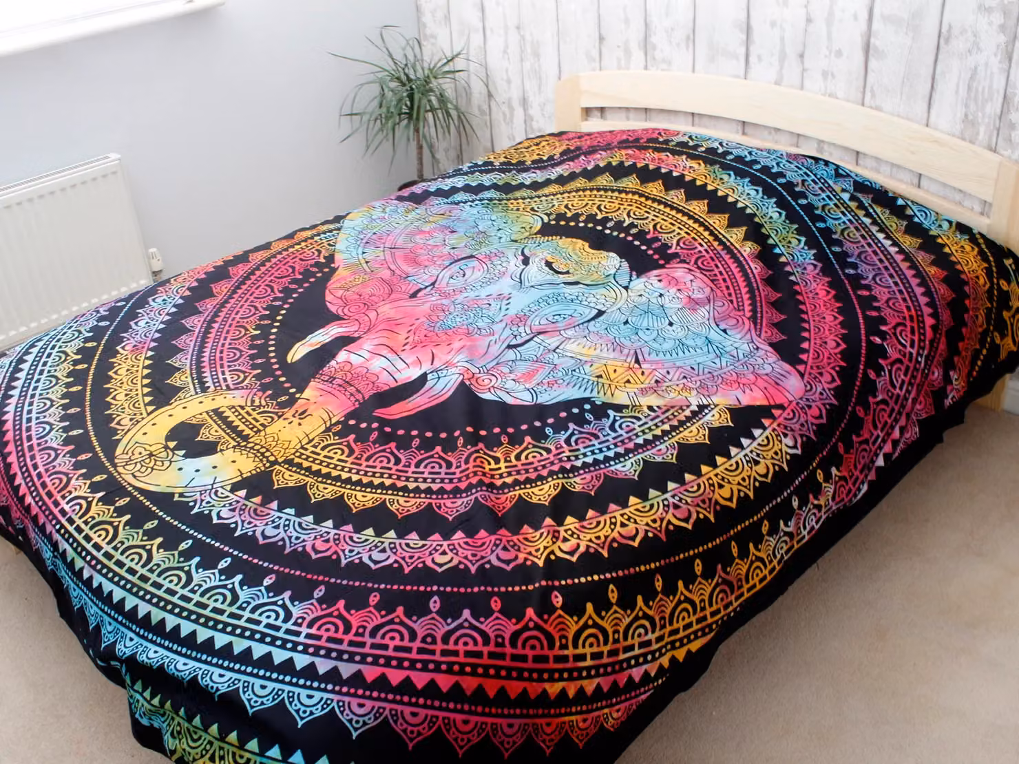 KDMD Double Cotton Bedspread and Wall Hanging Set with Elephant Head Design in Multicolour – 4