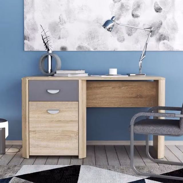 FWStyle Modern Sonoma Oak Dressing Table with 1 Door and 1 Drawer