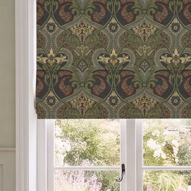 HOUSE Llewelyn-Bowen Gwendoline Printed Damask Made To Measure Roman Blind in Wildnavy