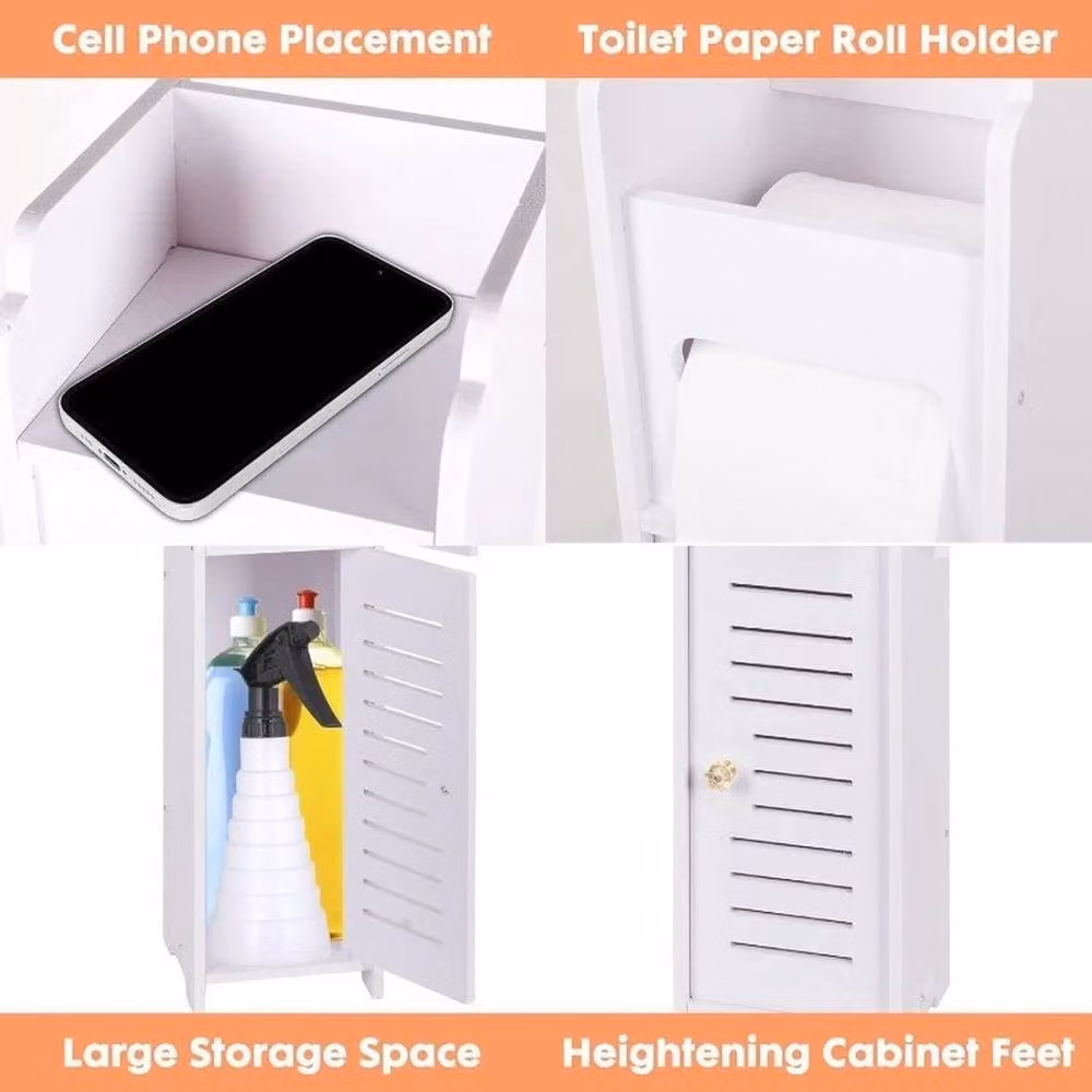 SPETLEK Modern 4 Tier Slim Wood Bathroom Cabinet with Internal Shelves and Drawers, White – 2