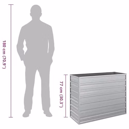vidaXL Galvanised Steel Garden Raised Bed, Silver, W/D/H: 100 x 40 x 77 cm – 3