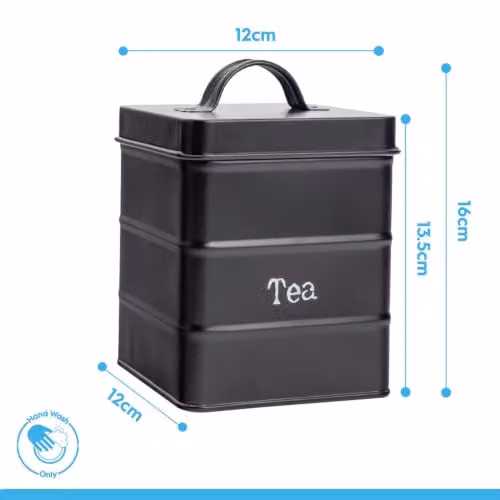 Harbour Housewares 4pc Metal Kitchen Canister Set in Black and Grey with Airtight Lids – 4