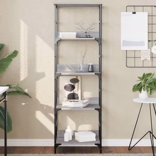 vidaXL Industrial Style Bookshelf in Grey Sonoma Engineered Wood with Metal and MDF Construction – 2