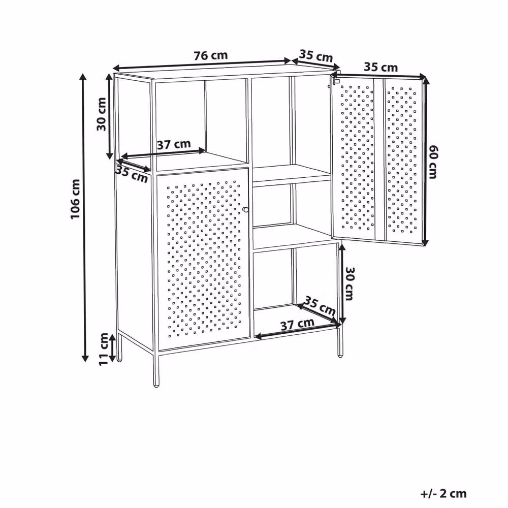 Wyld and Coco Black Matt Steel 6-Shelf Industrial Office Storage Cabinet with Hinged Doors – 3