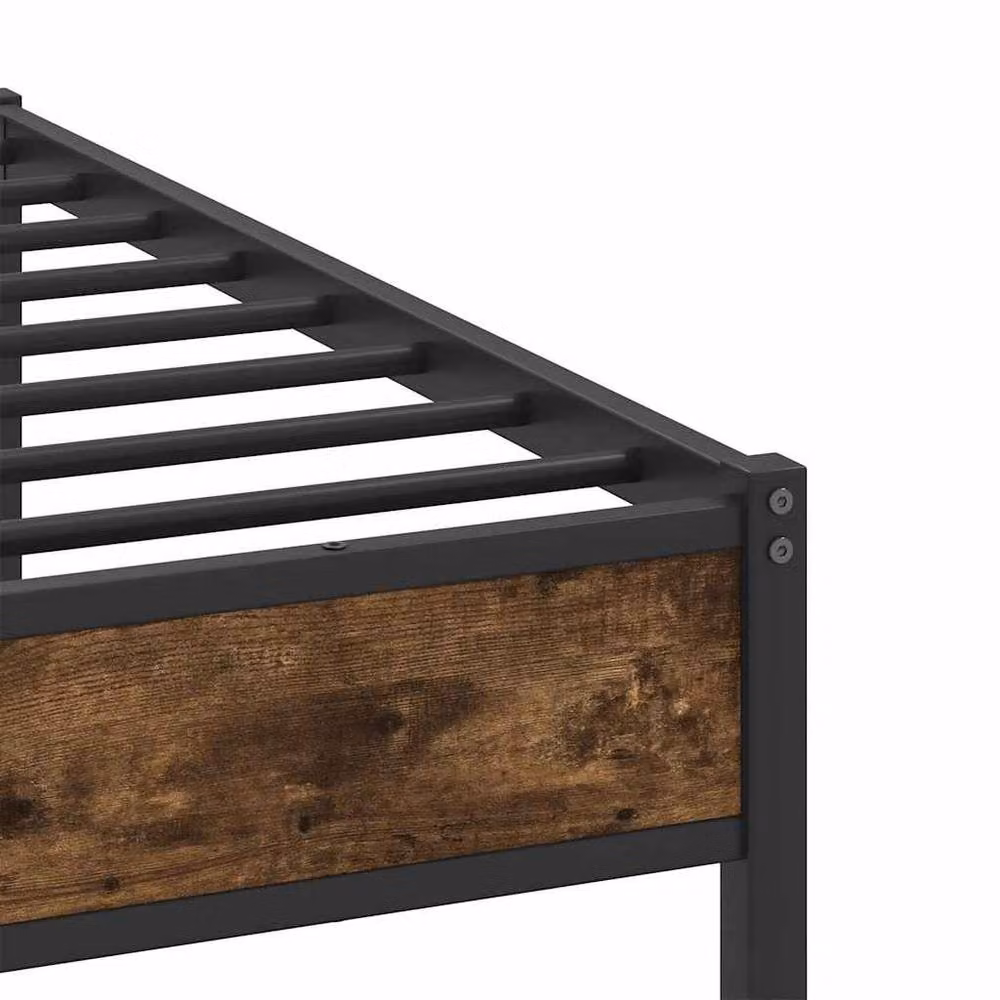 Berkfield Home Decorative Bed Frame in Smoked Oak and Brown, W/D/H: 160 x 200 cm – 5