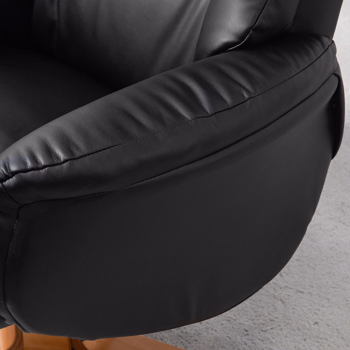 HOMCOM Black PU Leather Rocking Recliner Chair with Matching Footstool and Wood Base – 8